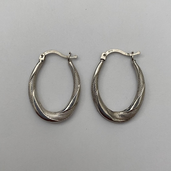 Hoop oval earrings 925 silver trend - Picture 3 of 3